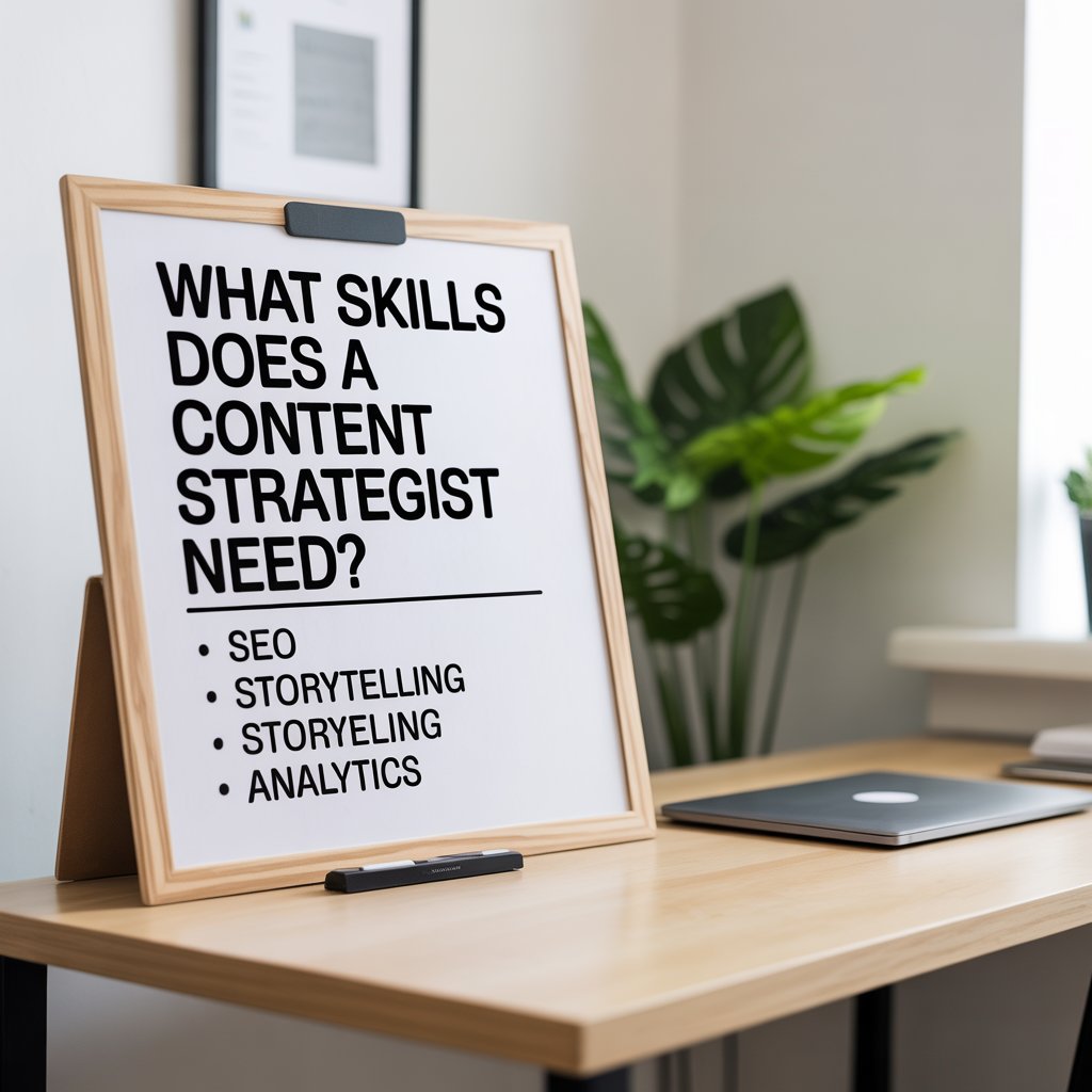 A Cardboard explaining about the skills a content strategist would need.